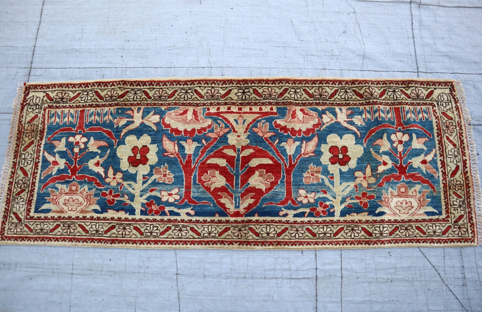 3’5×9’10 ft Runner Rug, Faded Afghan Vintage Rug, Handmade Caucasian Runner Rug
