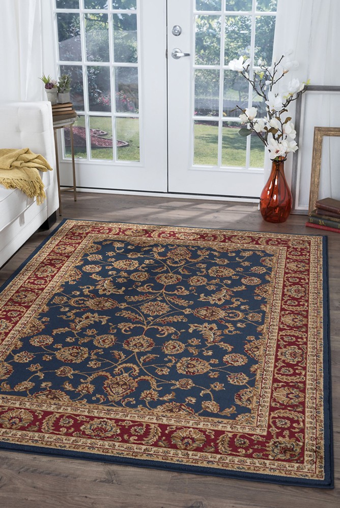 5×5 Octagon Sensation Blue Vines Leaves 4797 Area Rug – Approx 5′ 3″ x 5′ 3″