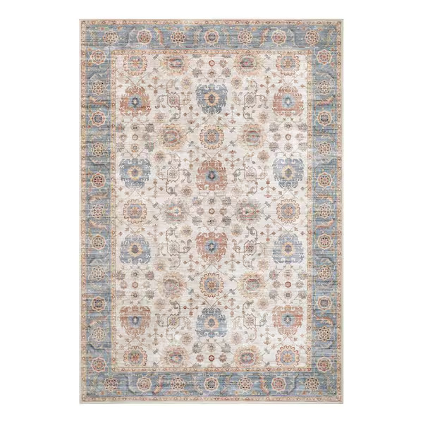 Wyatt & Ash – Dalileh Neutral 8 ft. x 10 ft. Woven Medallion Washable Rug