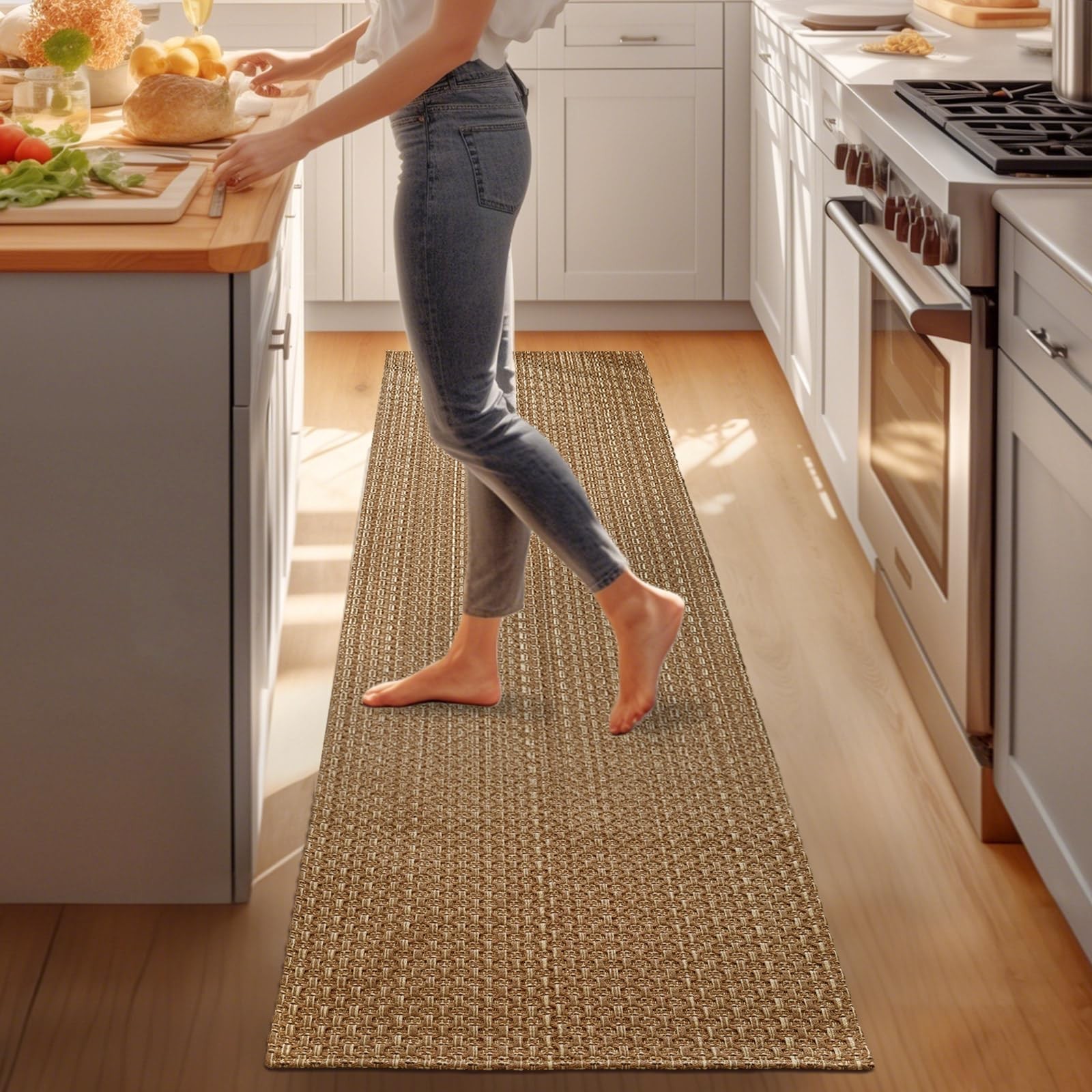 Bathroom Runner Rug,Boho 2×6 ft Hallway Runner,Braided Style Neutral Kitchen …