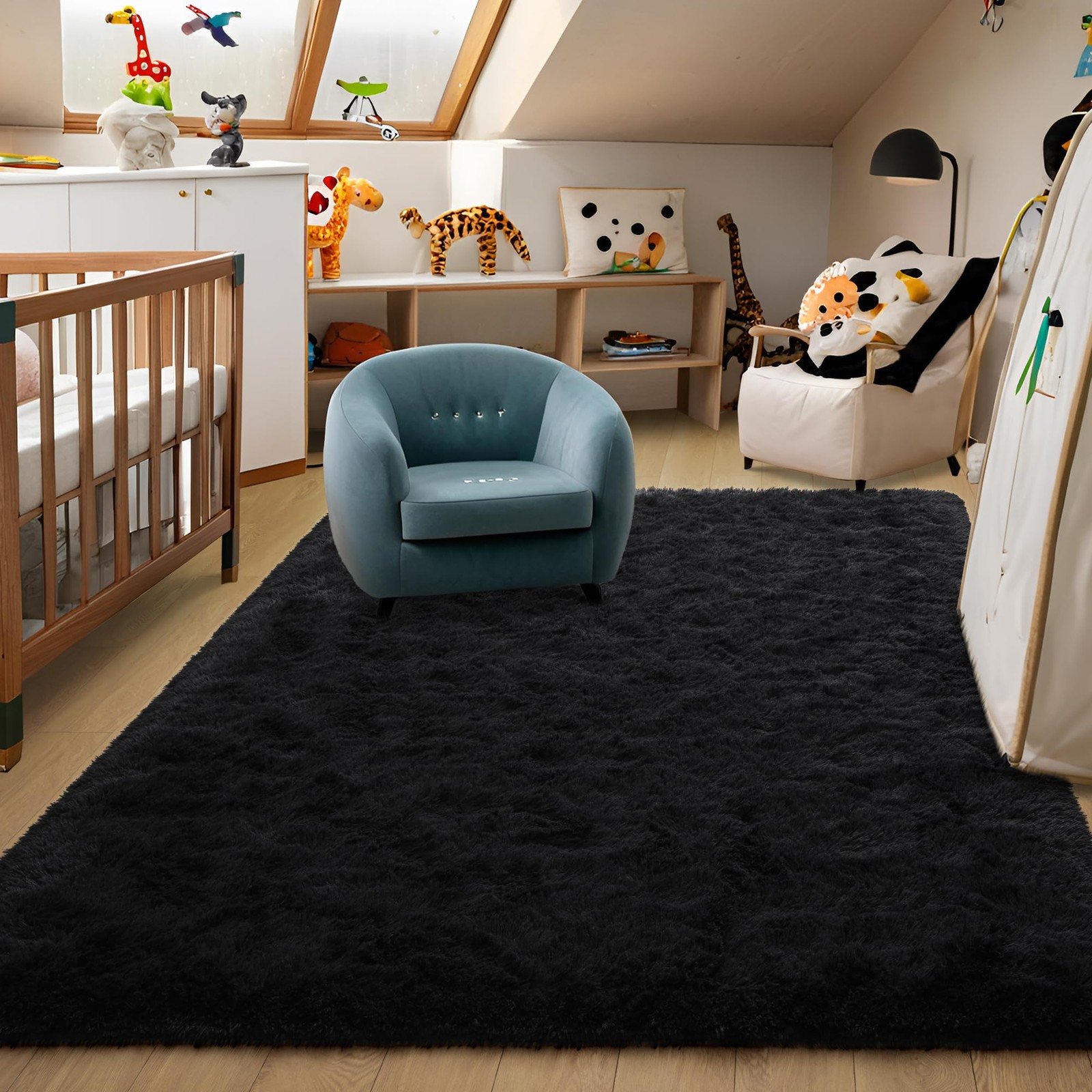 Foxmas Soft Fluffy Area Rugs for Bedroom Kids Room Plush Shaggy Nursery Rug Furr
