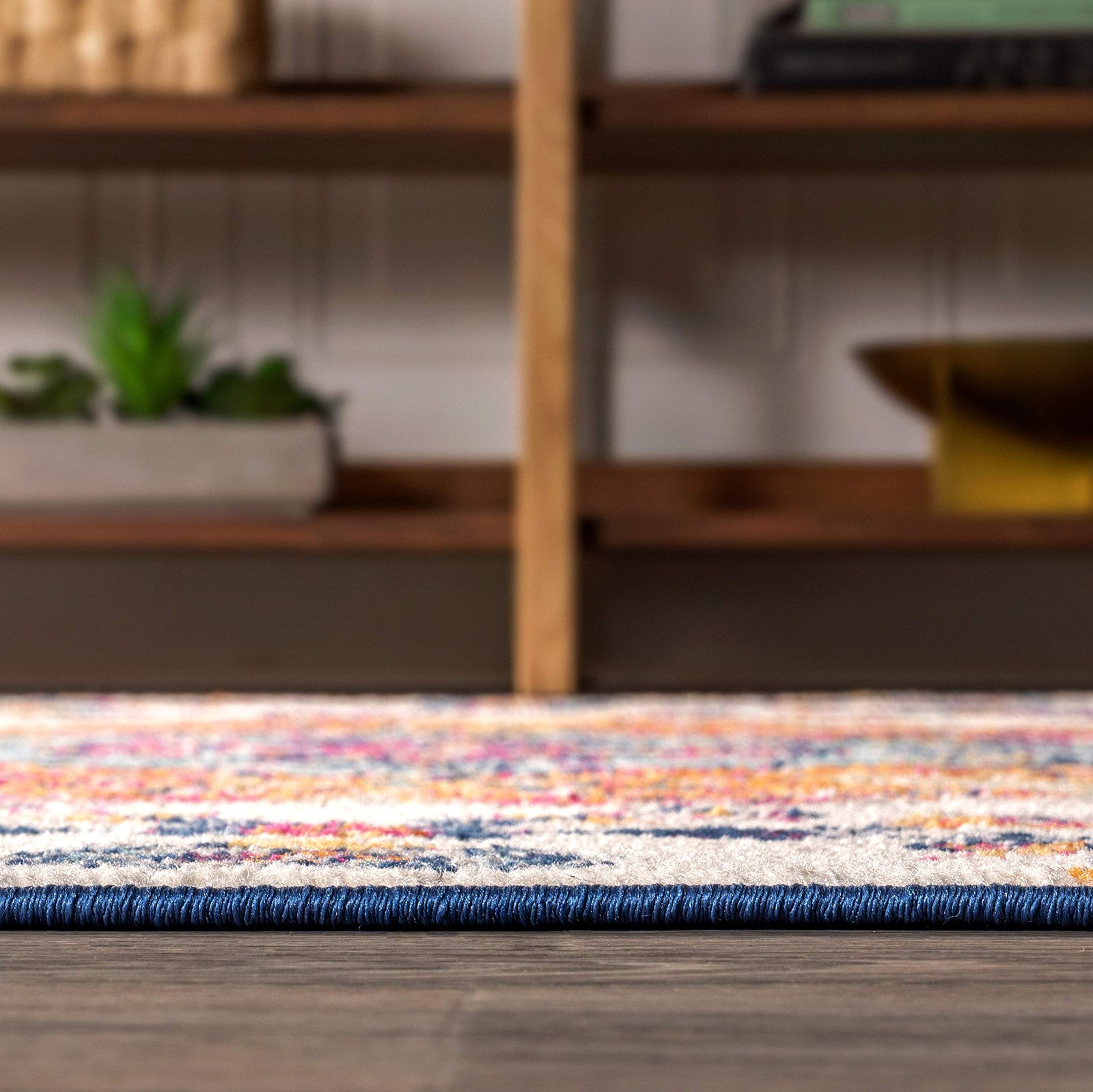 Durable 5×8 Oval Blue Multi Area Rug Pet Friendly Stain Resistant Easy Care