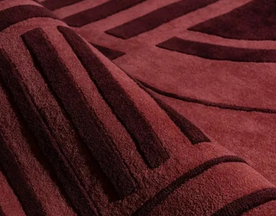 Premium Quality Burgundy Modern Abstract woolen Designer Contemporary Hand