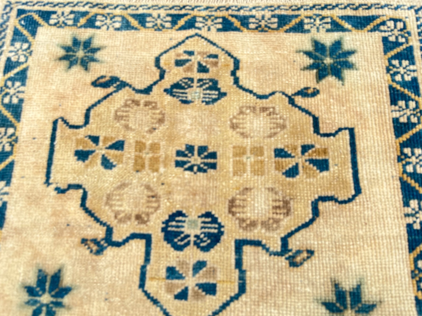 Vintage Turkish Oushak Rug 1.8×1.5 ft Small Wool Anatolian Accent Rug