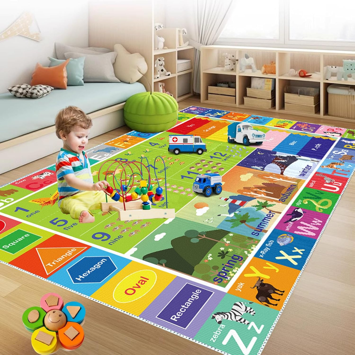 Alfombra ABC para Niños, Lavable, para Guardería, Aula y Sala de Juegos