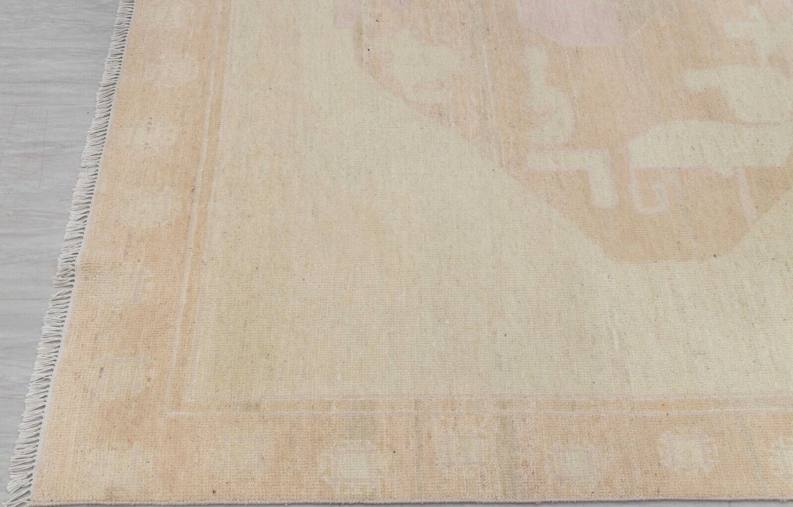 8×10 Turkish Style Oushak Rug Cream Peach Hand Knotted Soft Quality Wool Rug