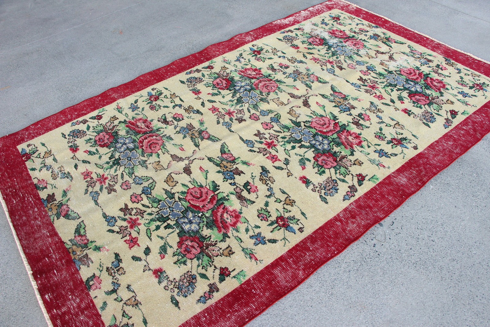 5,2×8,6 ft Rug, Vintage Turkish Rug, Red Southwestern Wool Rug