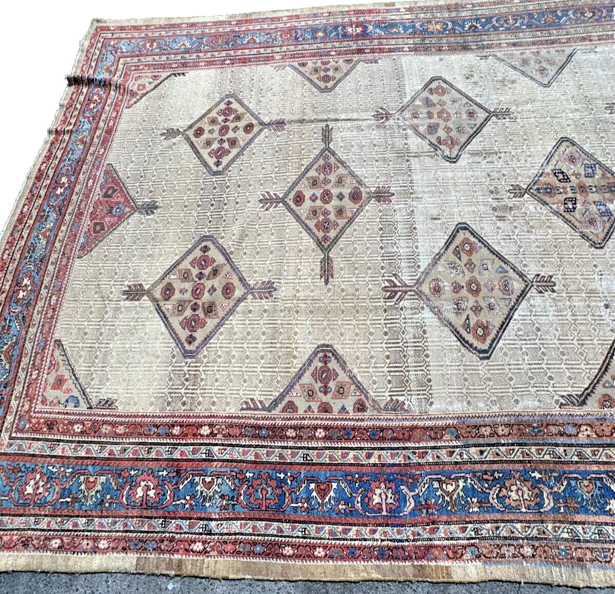 Auth: 19/20th C Antique Camel Hair Sarab – Rare Elegant Multi Medallion 11X20