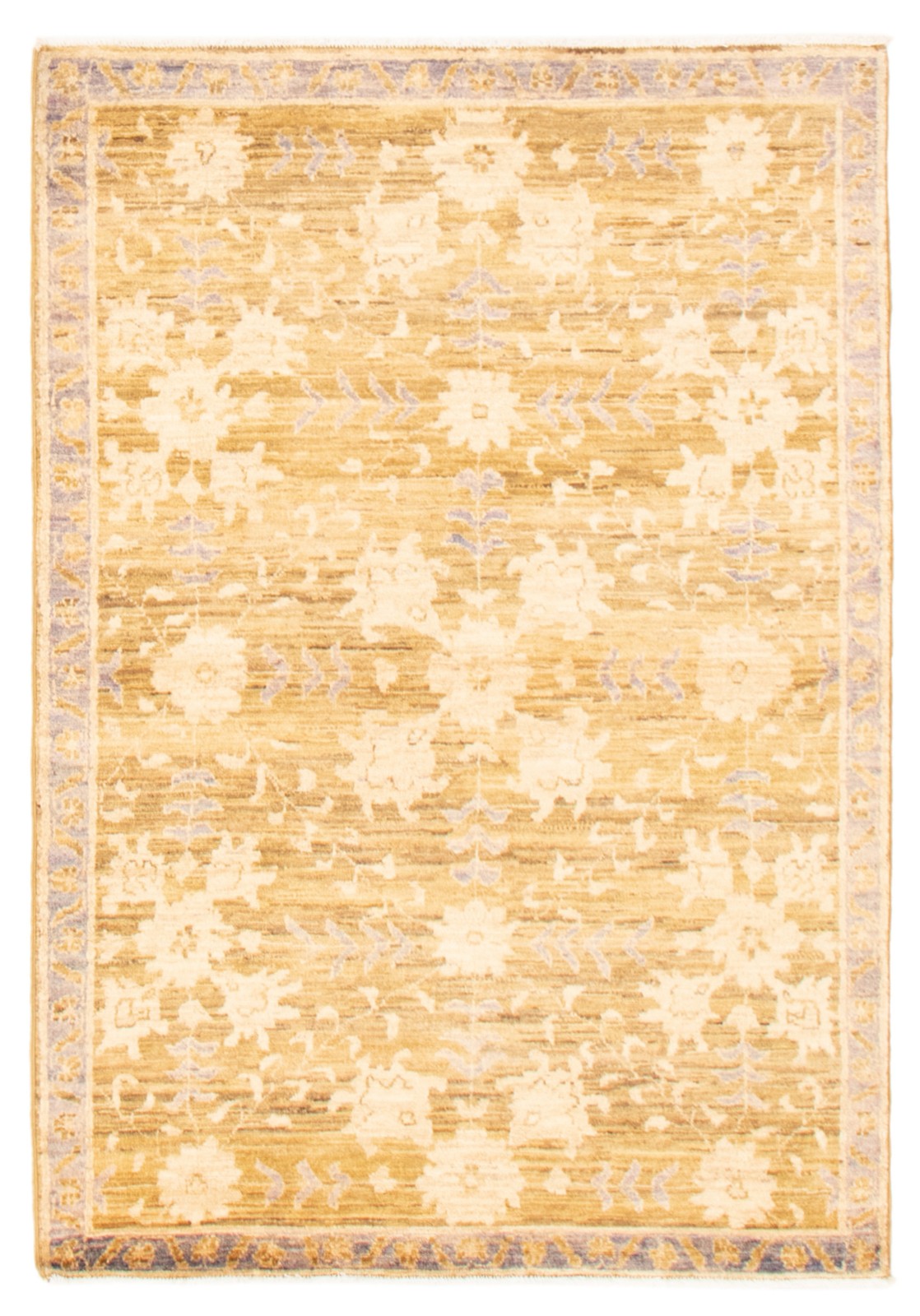 Traditional Dark Gold Hand-knotted Area Rug 4’3″ x 6’0″ Oriental Wool Carpet