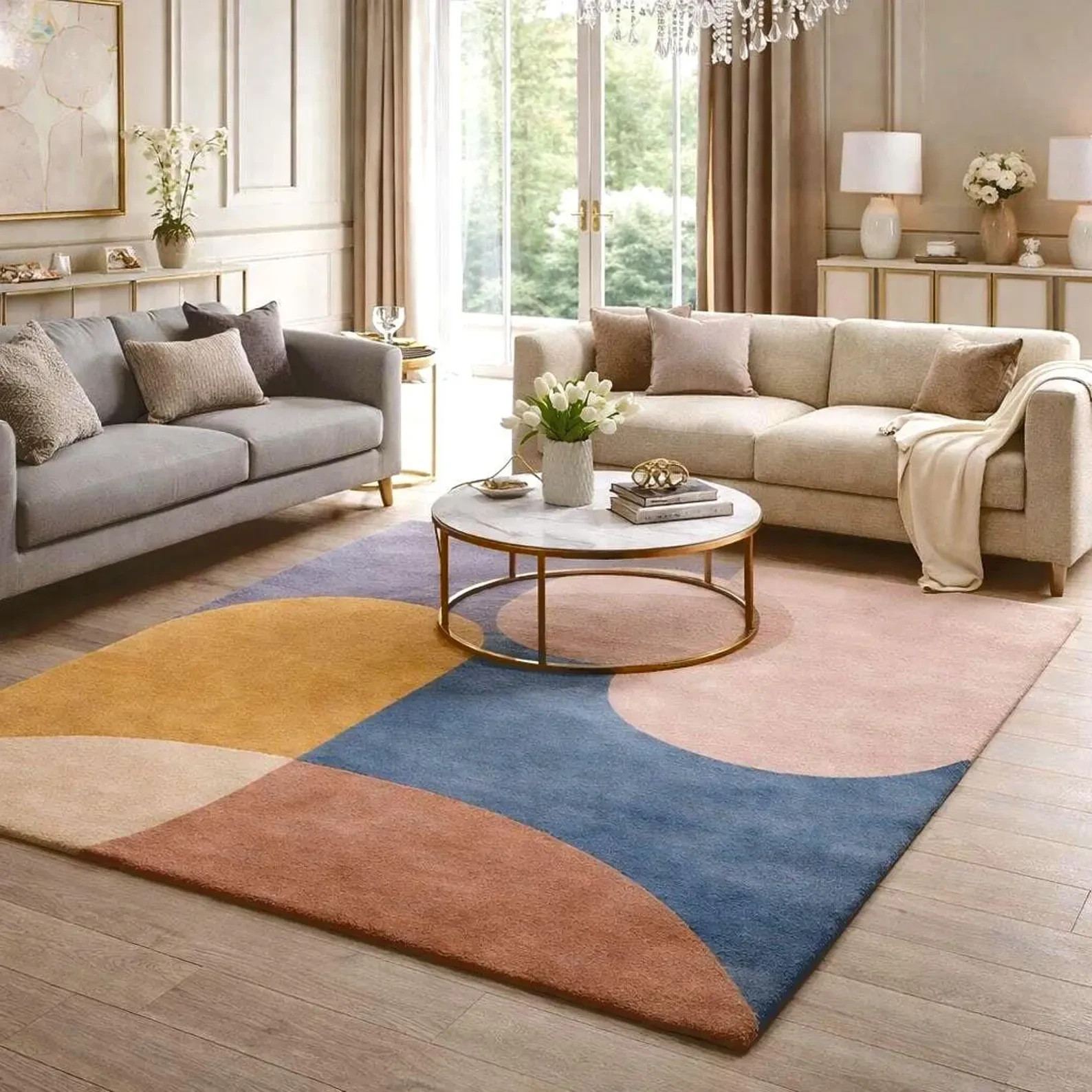 Hand Tufted Wool Rug | Modern Abstract Design, Custom Size Multicolor Area Rug.