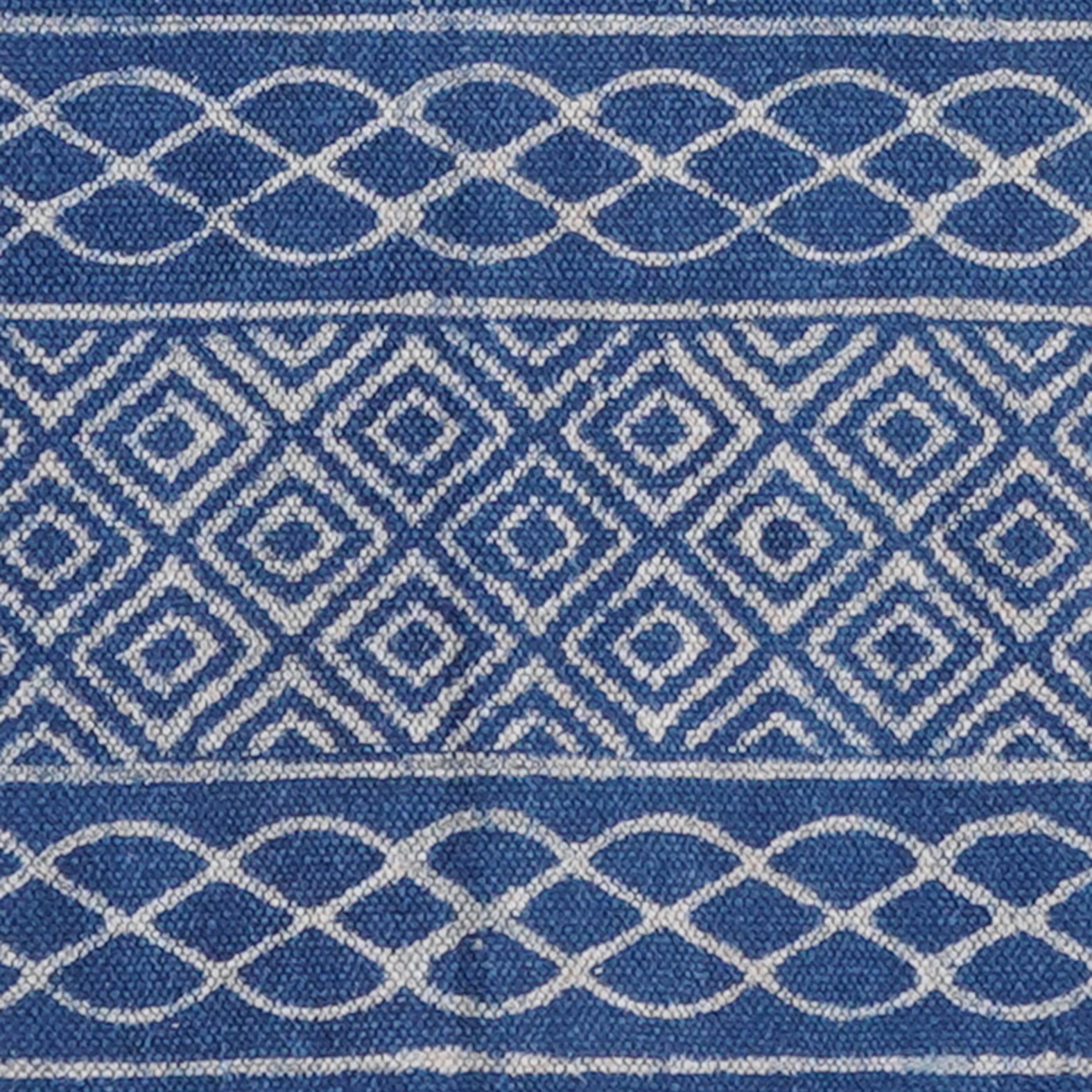 Artisan Hand Block Printed Cotton Rug Indigo Blue Farmhouse Area Carpet 4 x 6 ft
