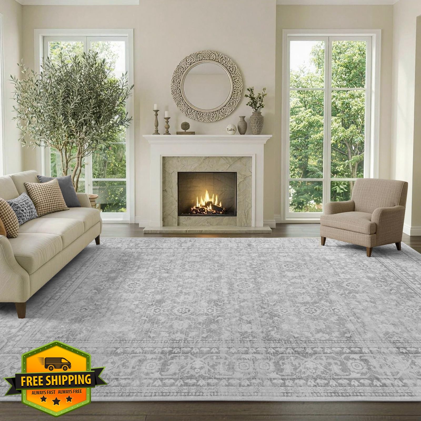 LòutiRoot Home Rug 4′ x 6′ F02 Grey