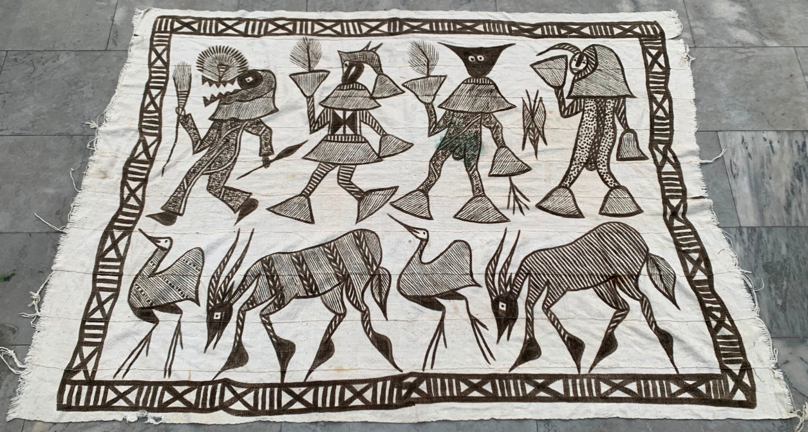 Mud Cloth Handmade Tapestry,Large Tapestry,Batik African Painting Tapesty,4x5ft