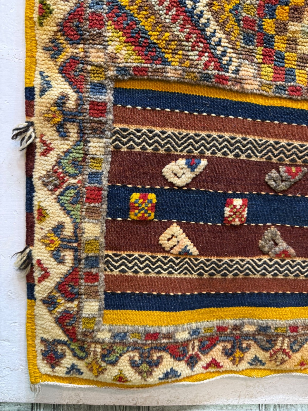 Vintage Fabulous Hand Made Moroccan Wool Kilim Rug Carpet 206×112 Cm