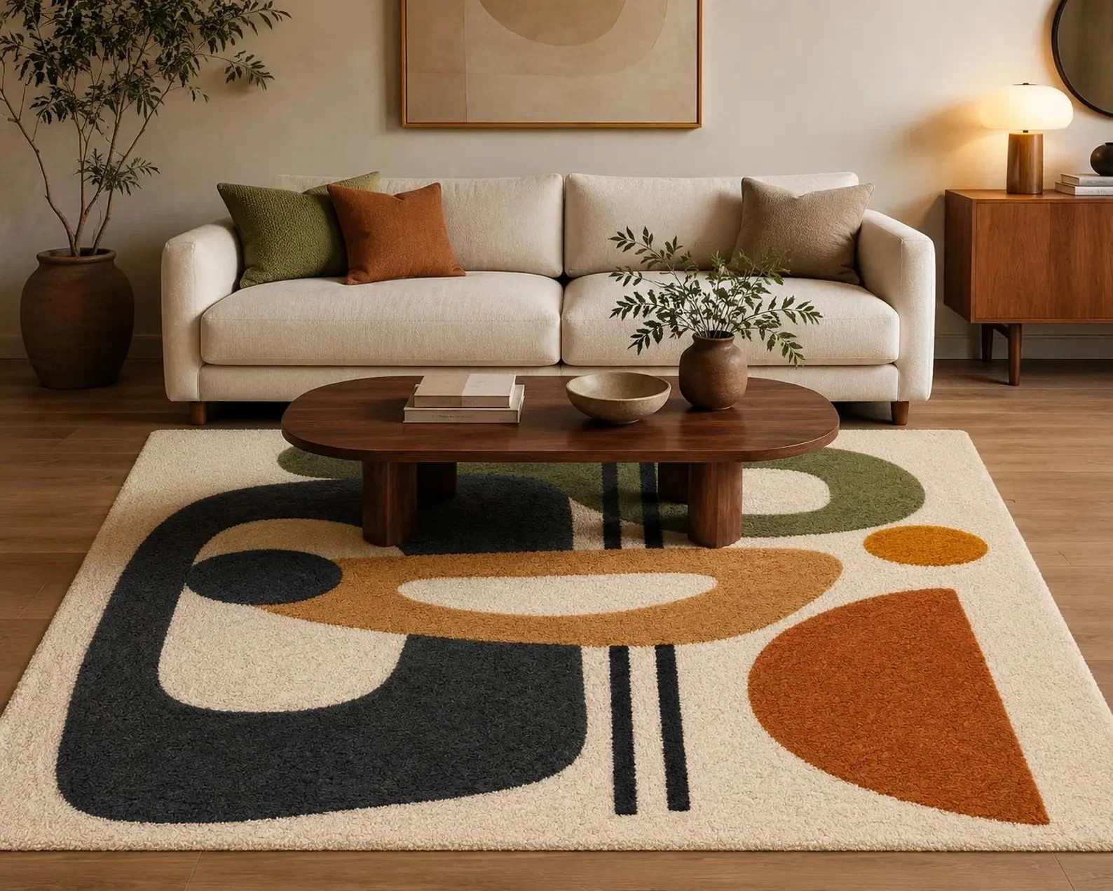 Handmade Abstract Area Rug, Modern Tufted Wool Carpet, Jpandi Living Room Rug.
