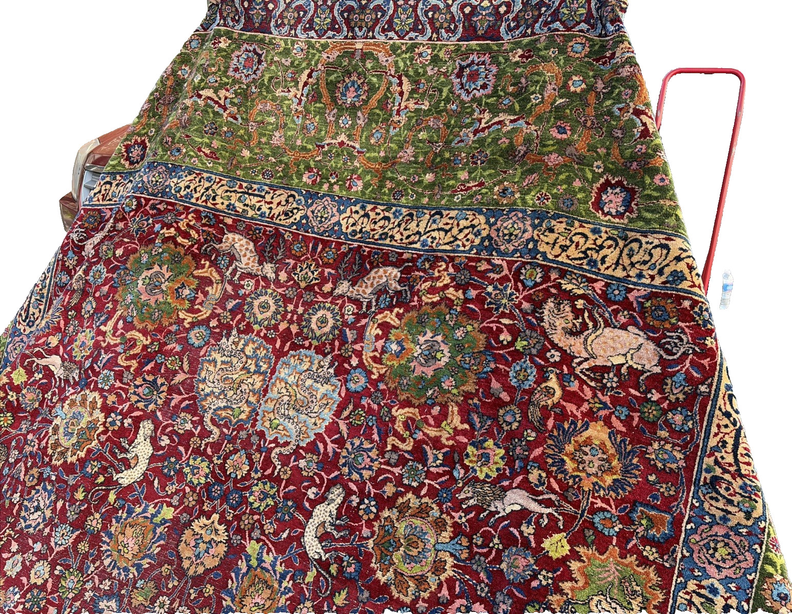 Auth: Antique Lavar Rug Spiral Tendril Classical Era Masterpiece 10×19