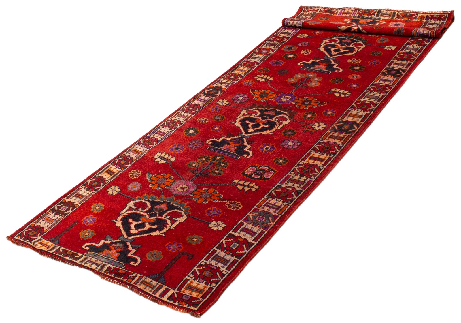 Vintage Hand-knotted Runner Rug 4’3″ x 13’4″ Traditional Oriental Wool Carpet