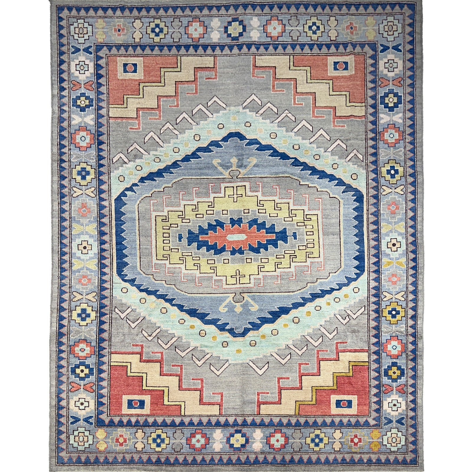 Handmade (8’8″ x 12’2″) Colorful Southwestern Natural Wool Area Rug