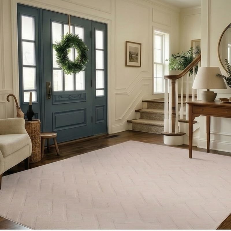 Beige Area Rugs for Living Room, 8′ x 10′ High-Low Arch Washable Modern Soft …