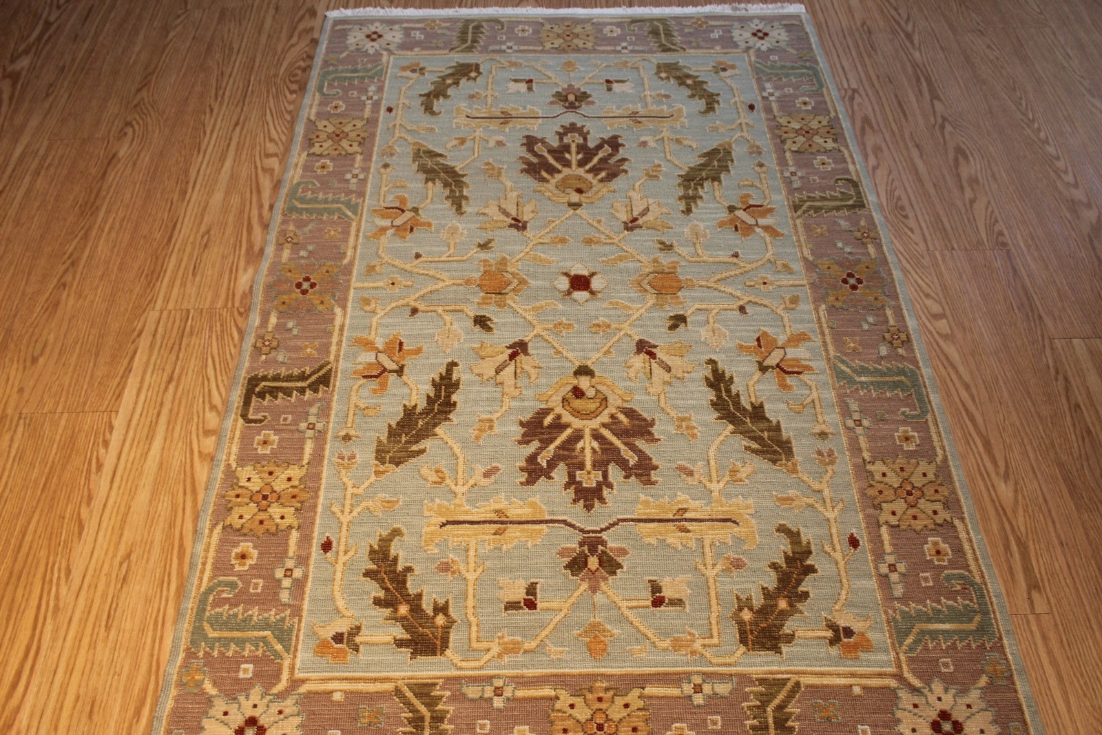 Beautiful decorative Handmade Wool Rug 4′ x 6′ Sumak Kilim Light Green Color