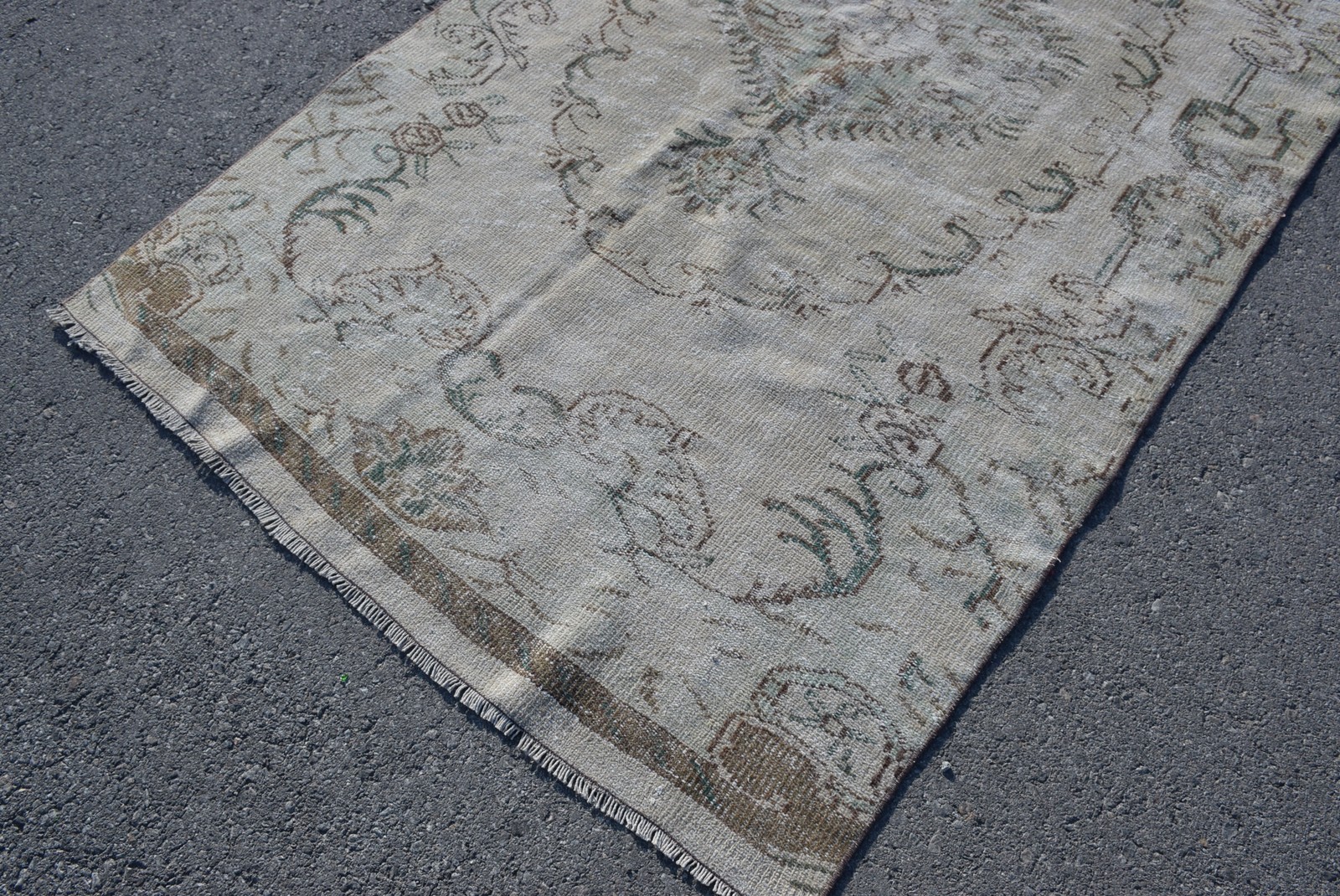 Vintage Large Rug, 4,8×8,6 ft Turkish Rug, Gray Oriental Wool Rug
