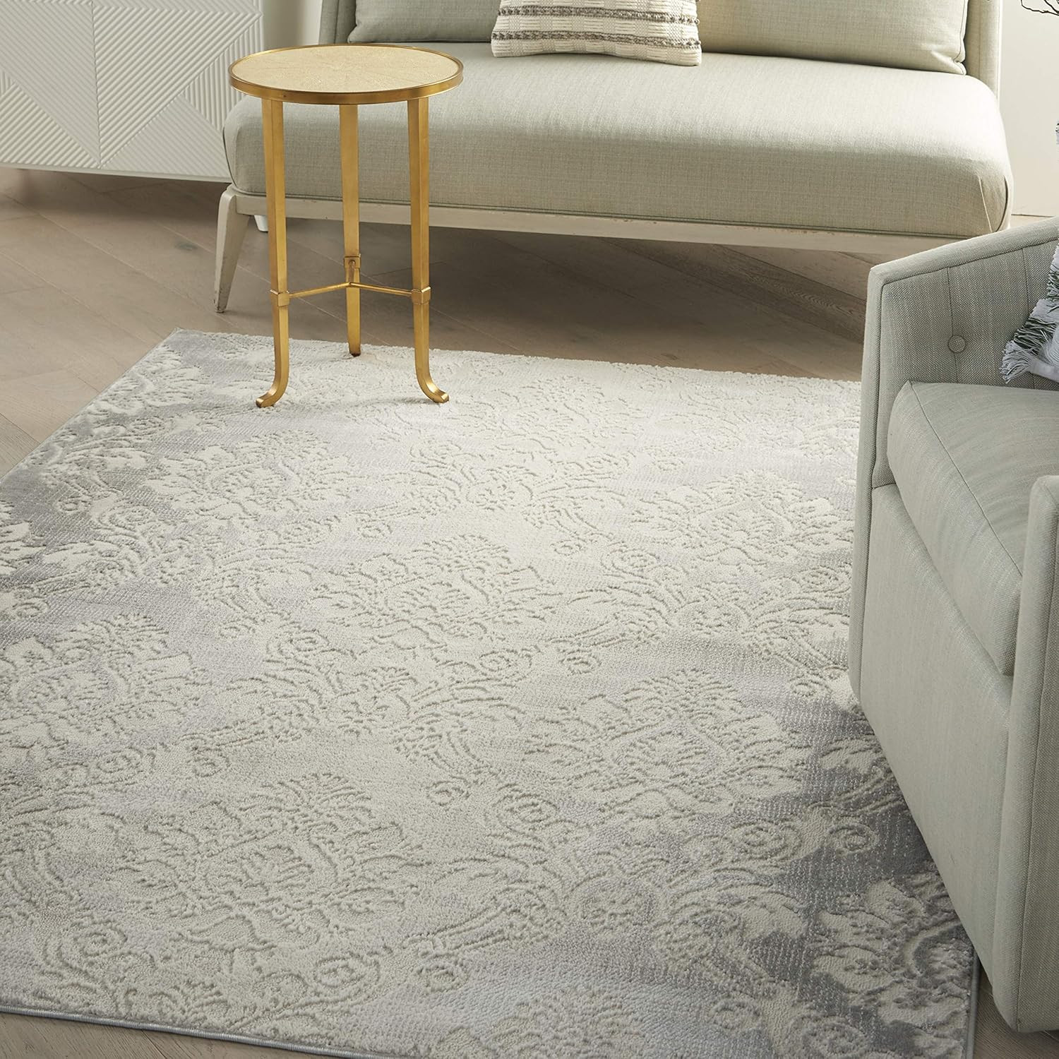 Home Elation 9′ x 12′ Ivory Grey Area Rug – Easy Clean & Non-Shedding
