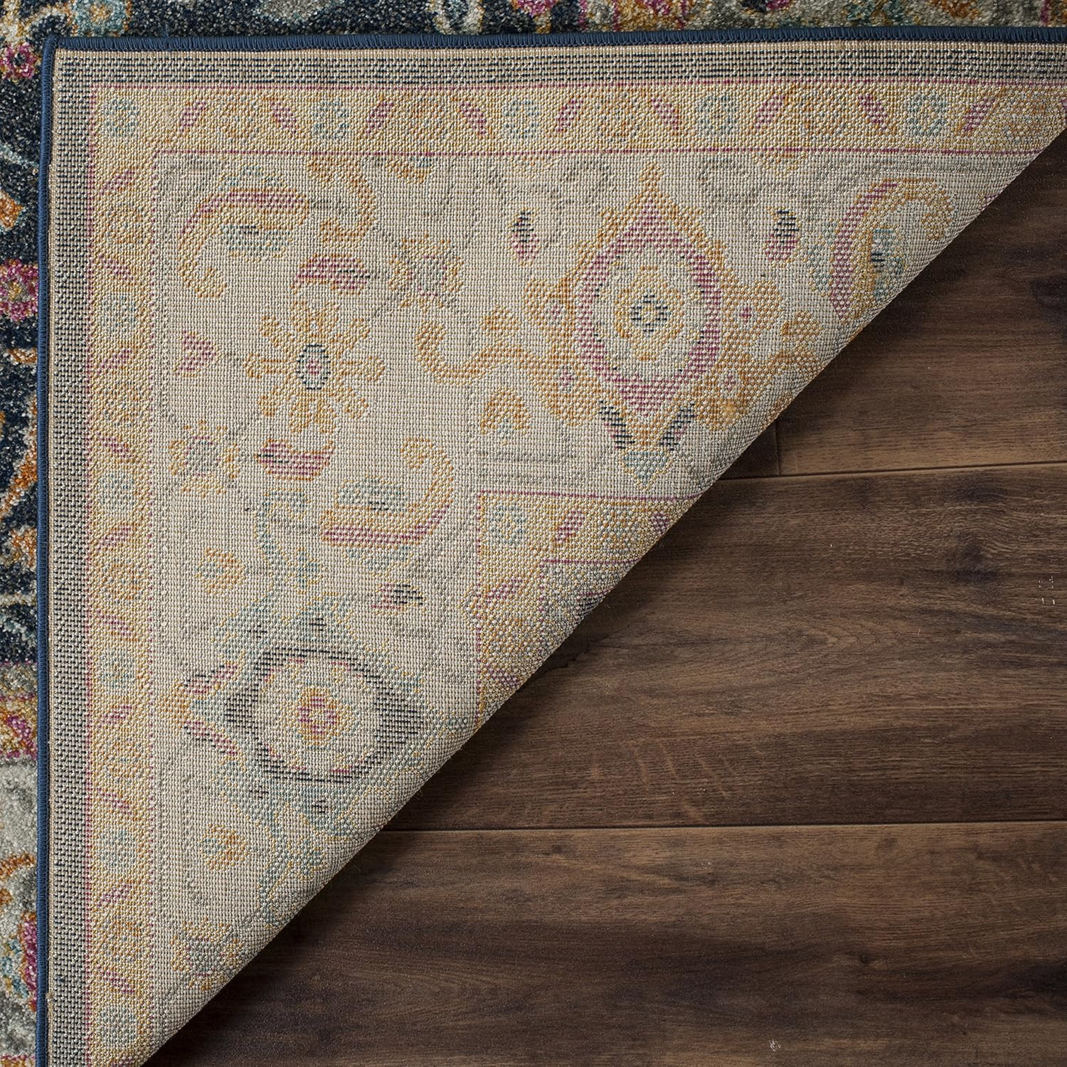 Madision Collection 9′ x 12′ Area Rug, Navy & Cream, Easy Care, Non-Shedding