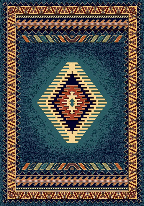 BLUE southwestern apache style CARPET 6X8 AREA rug : Approx 5′ 3″ x 7′ 10″