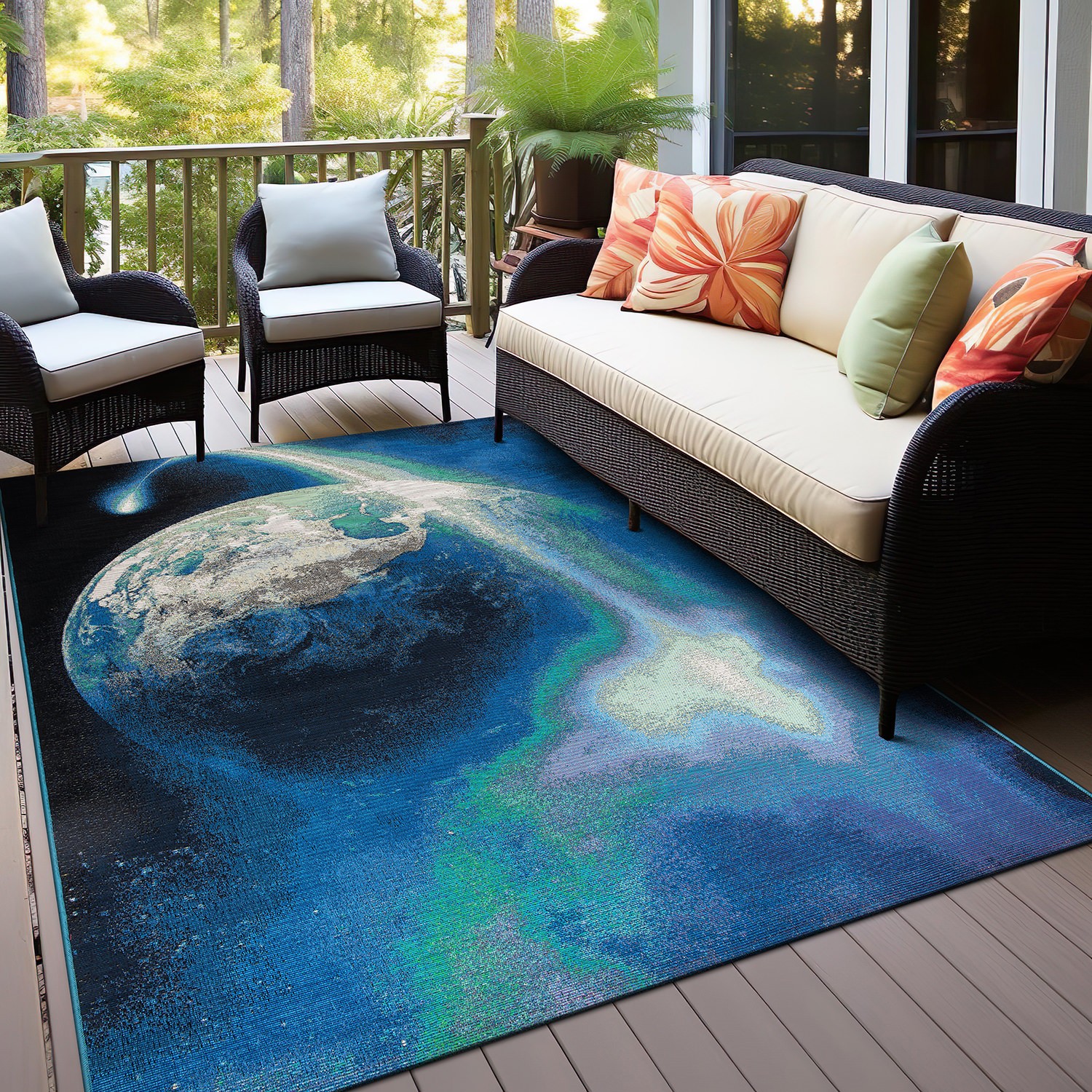 Rugshop Out Door Rugs Galaxy Collection Adventure Earth Indoor Outdoor Rugs 6×9