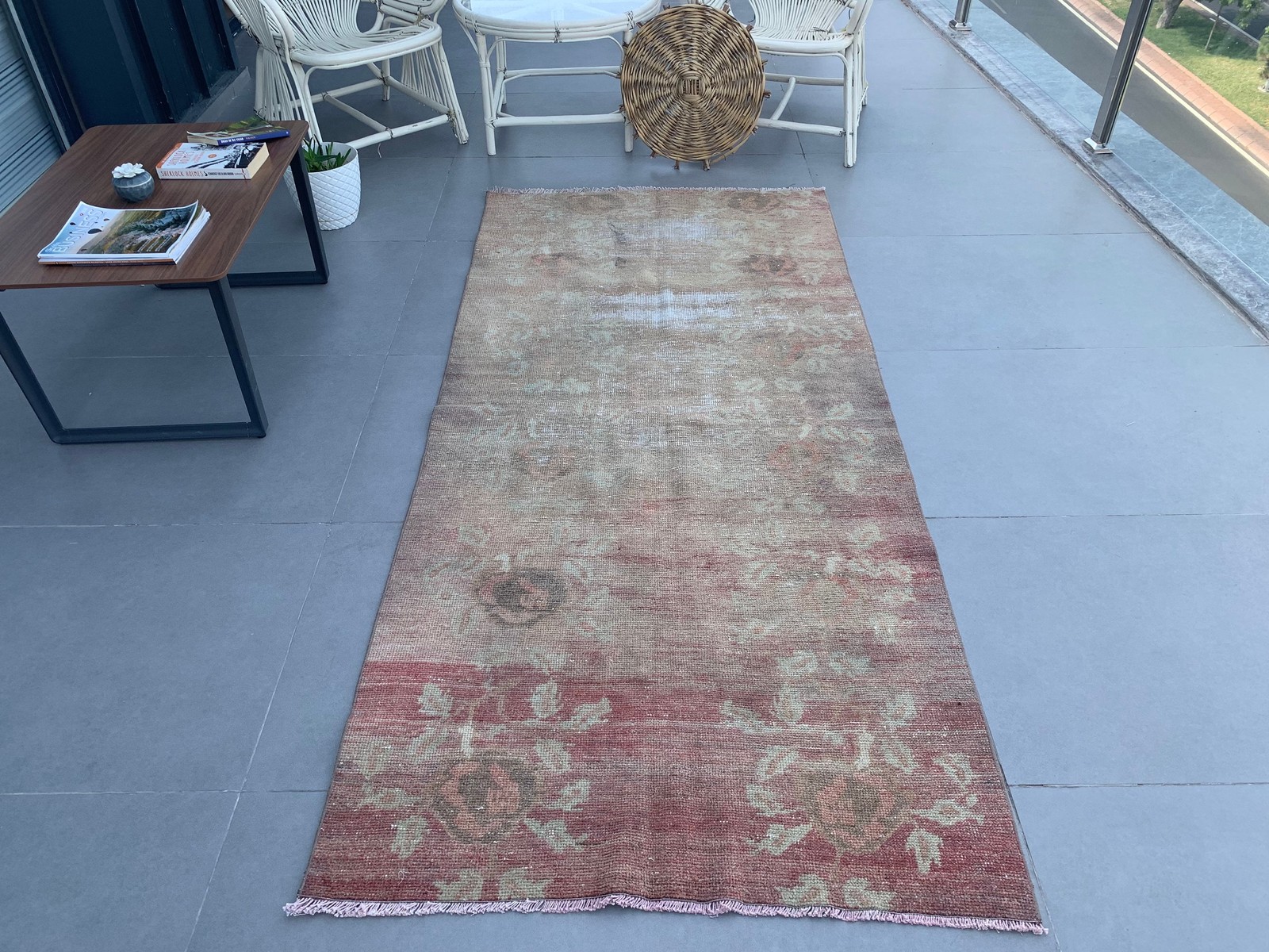 Turkish Vintage Rug, 3,5×7,5 ft Area Rug, Red Brown Oriental Wool Rug