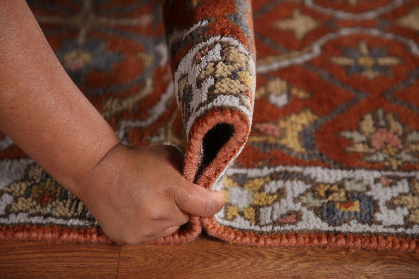 Orange Indian Accent Rug 3×6 Traditional Boho Style Hand-knotted Wool for Foyer