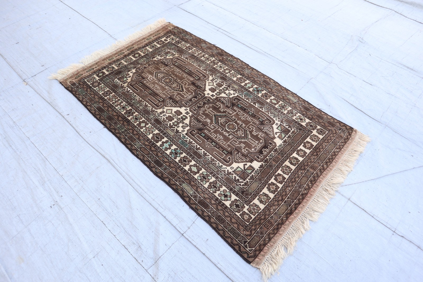 3×5 Antique Caucasian Rug, Hand Knotted Wool Distressed Faded Rug, Bedroom Rug