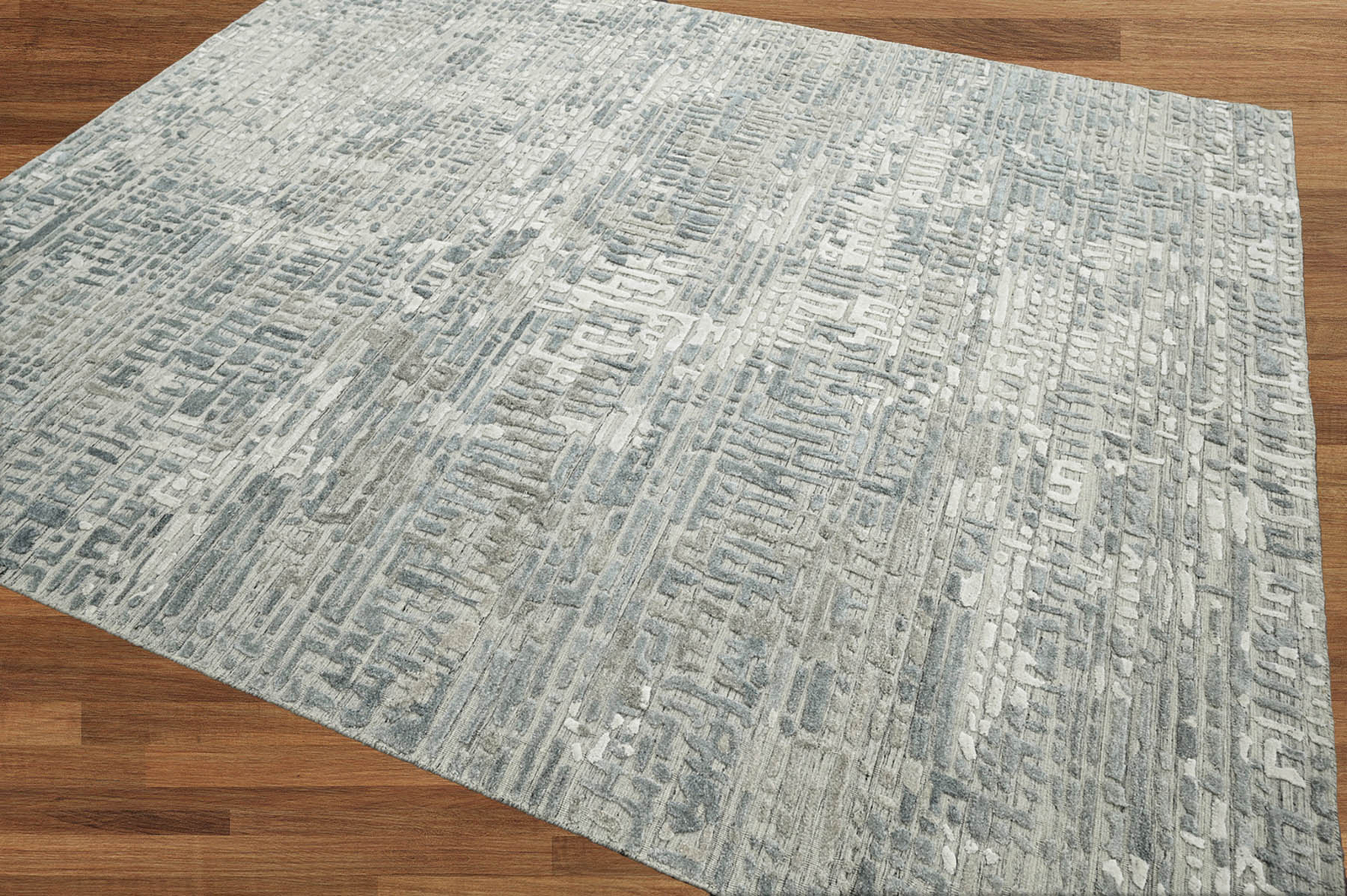 10×14 Gray Hand Knotted Modern Tibetan Wool/Bamboo Silk Area Rug