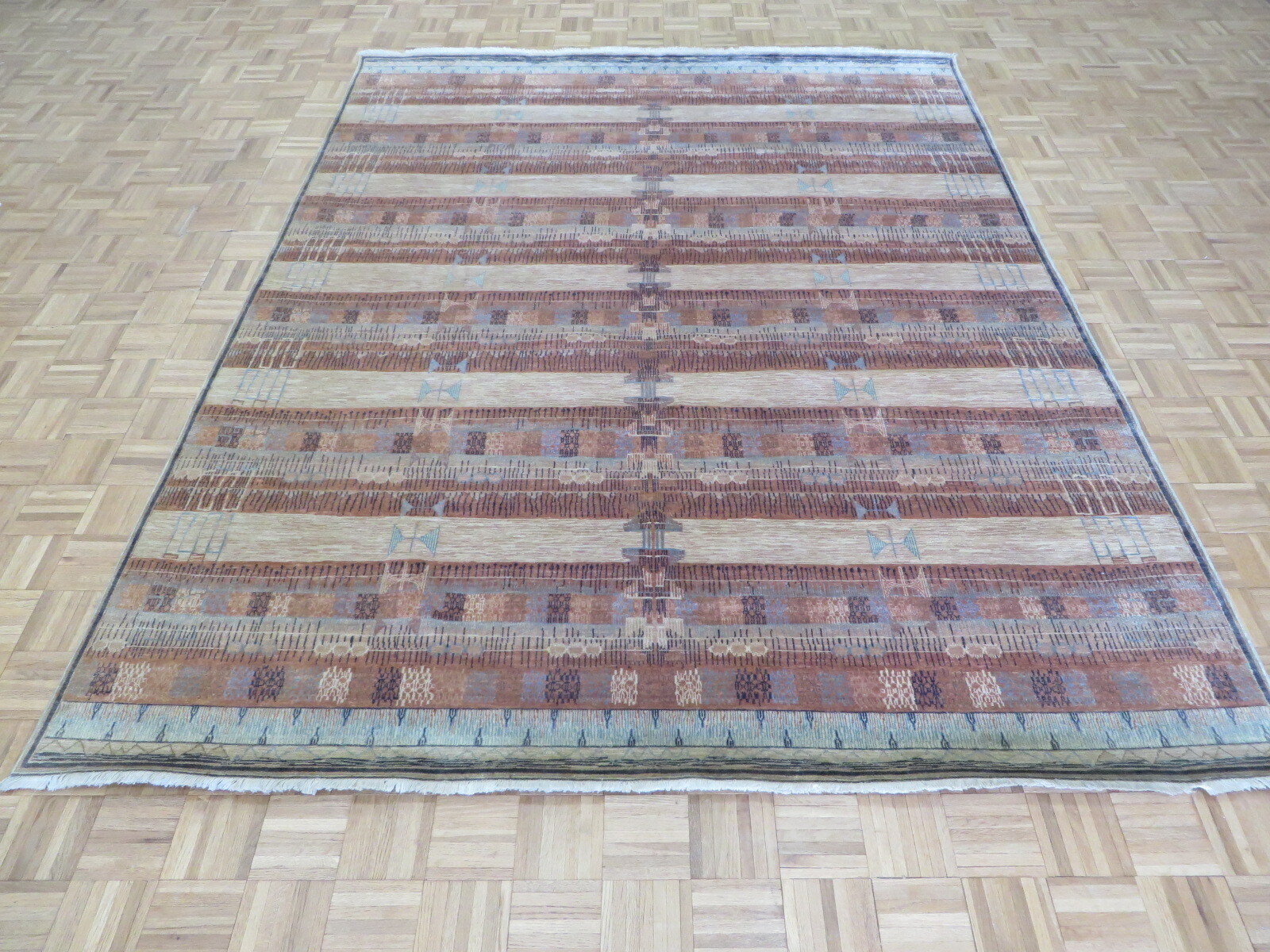 7’10 x 10 Hand Knotted Multi Colored Fine Gabbe Oriental Rug G9433