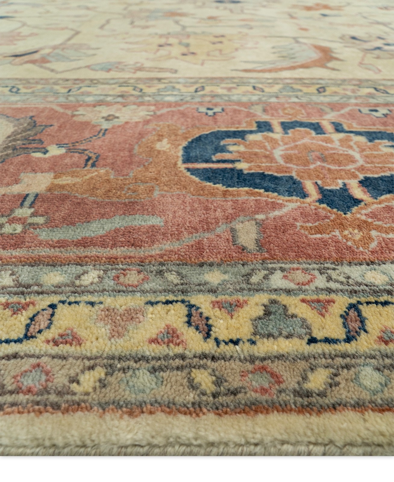 14×18 Wool Rug Oversized Hand knotted Beige Floral Palace Size Vintage Area Rug