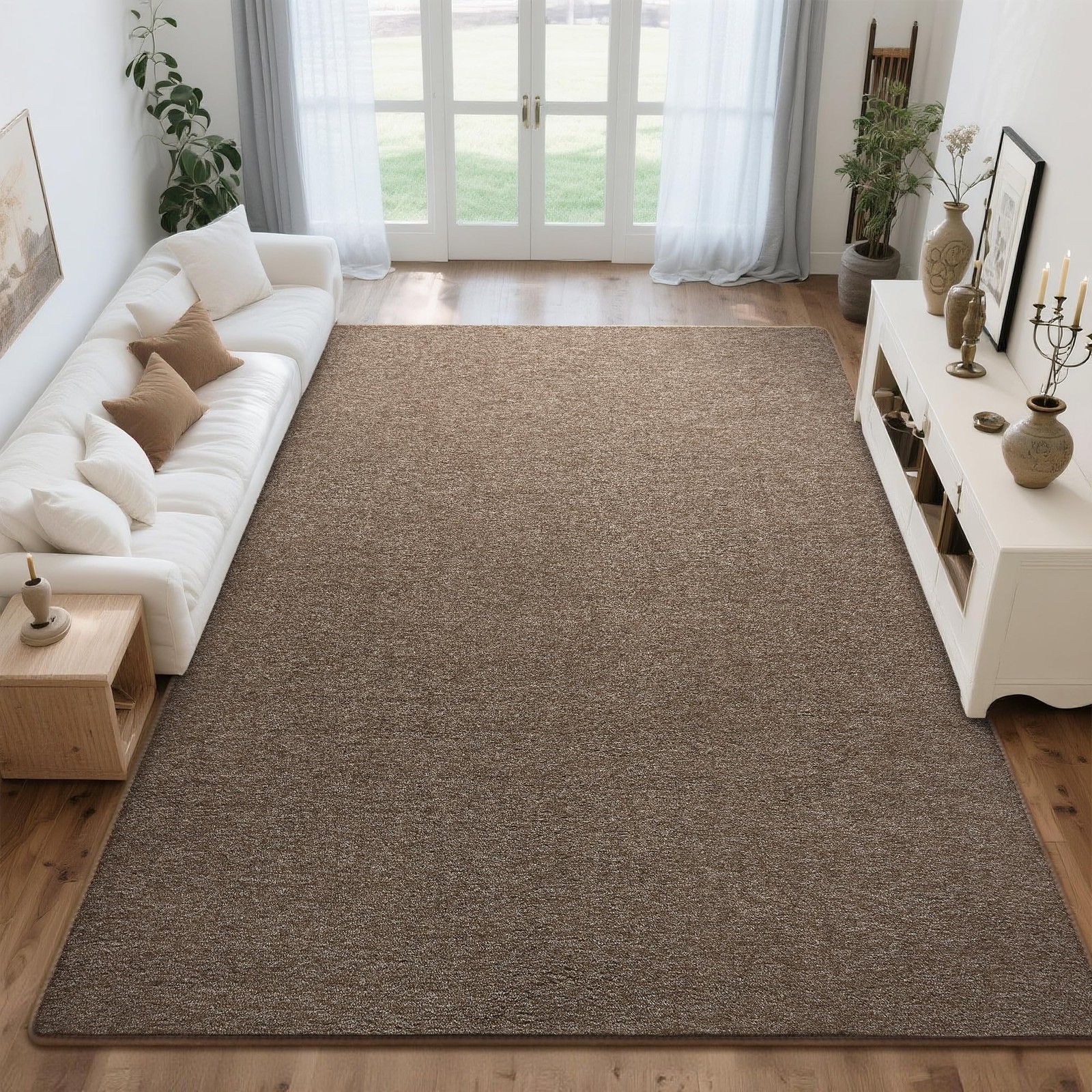 Soft Area Rug for Living Room Bedroom, 5×7 Brown Rug Memory Foam Carpets, Was…