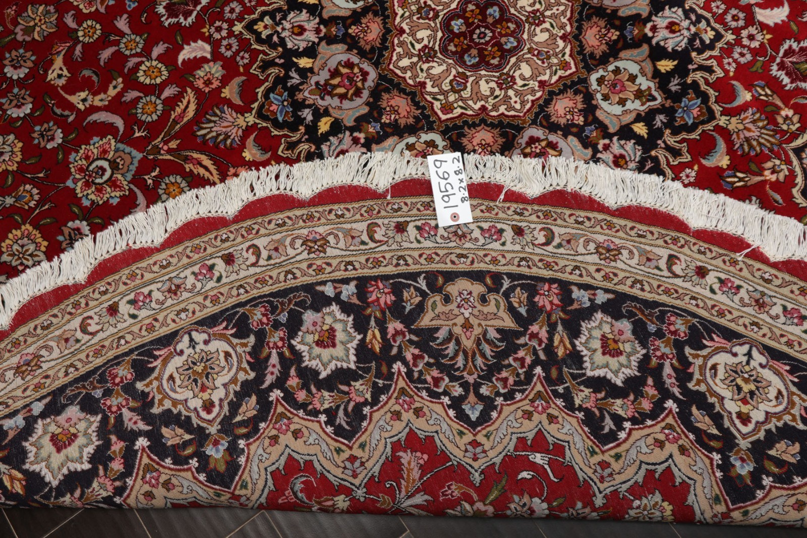8’2”x8’2” Round Hand Knotted Traditional Wool Red Tabrizz Plush Pile Rug