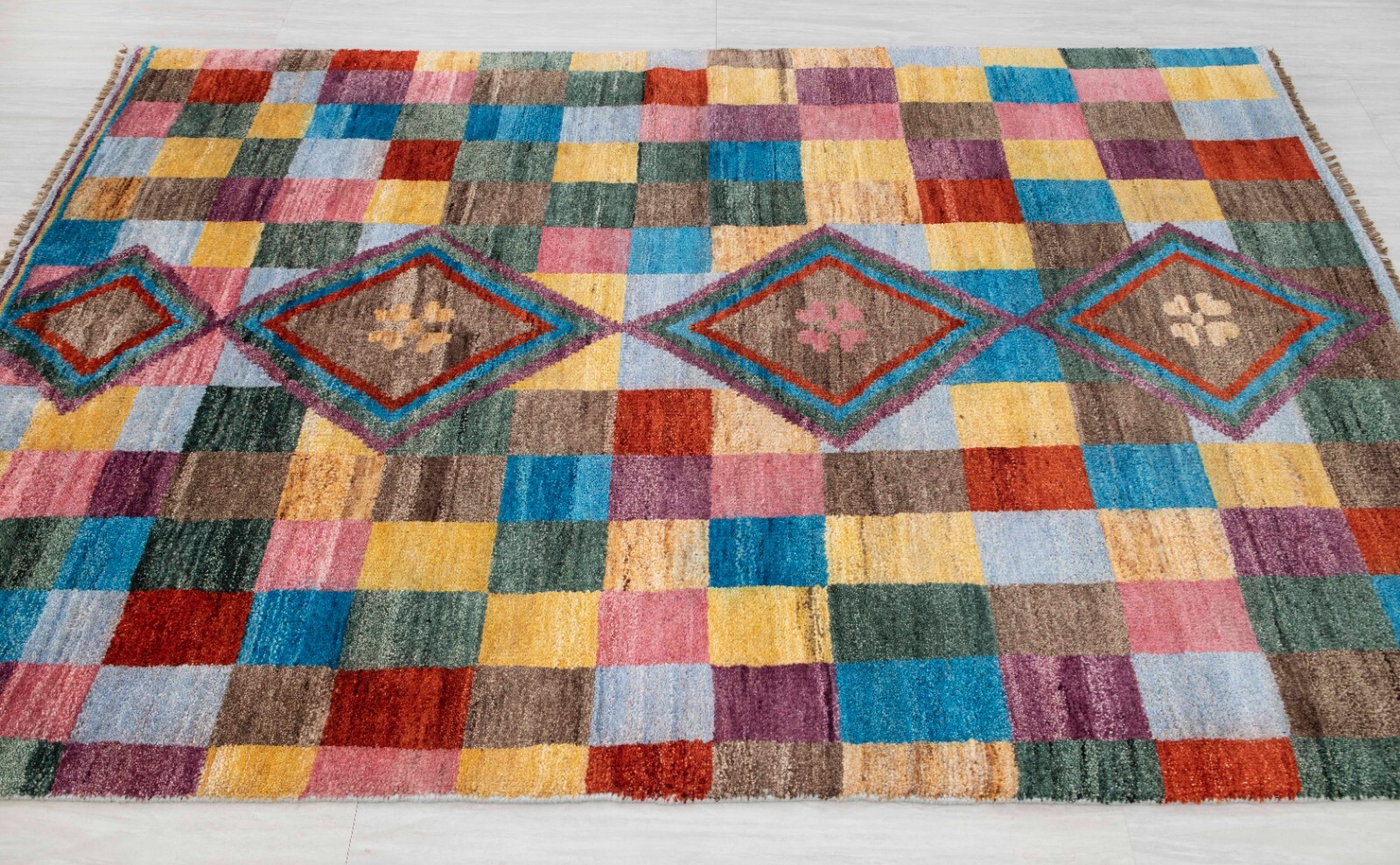 Colorful Geometric Look Soft Wool Hand Woven Bohemian Decor Inspired Boho Rug |