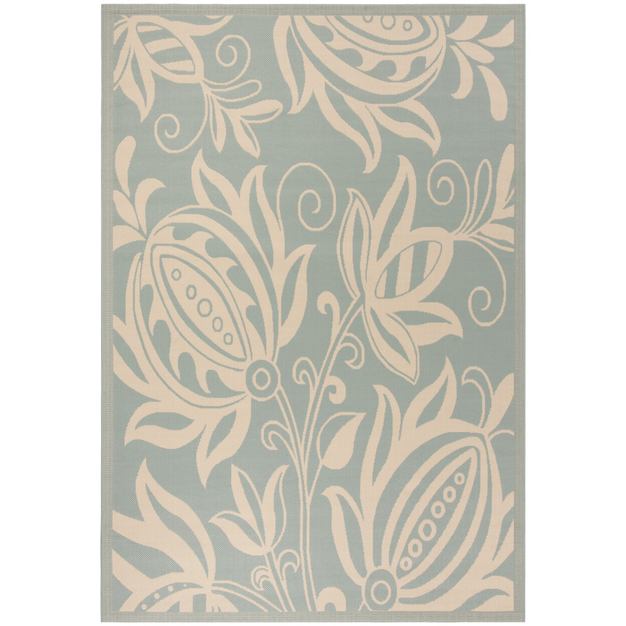 SAFAVIEH Indoor Outdoor CY6109-25 Courtyard Aqua / Cream Rug