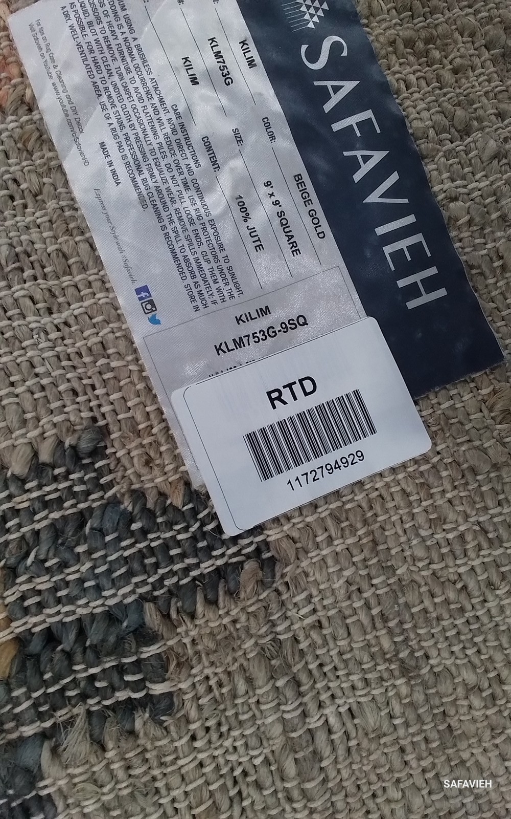 BEIGE / GOLD 9′-0″ x 9′-0″ Flaw in Rug, Reduced Price 1172794929 KLM753G-9SQ