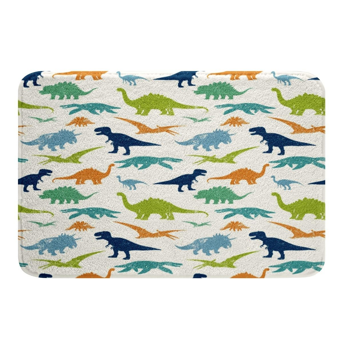Kids Dinosaur Fluffy Rugs Cute Dinosaurs Absorbent Non Slip Bath Rug Boys Col…