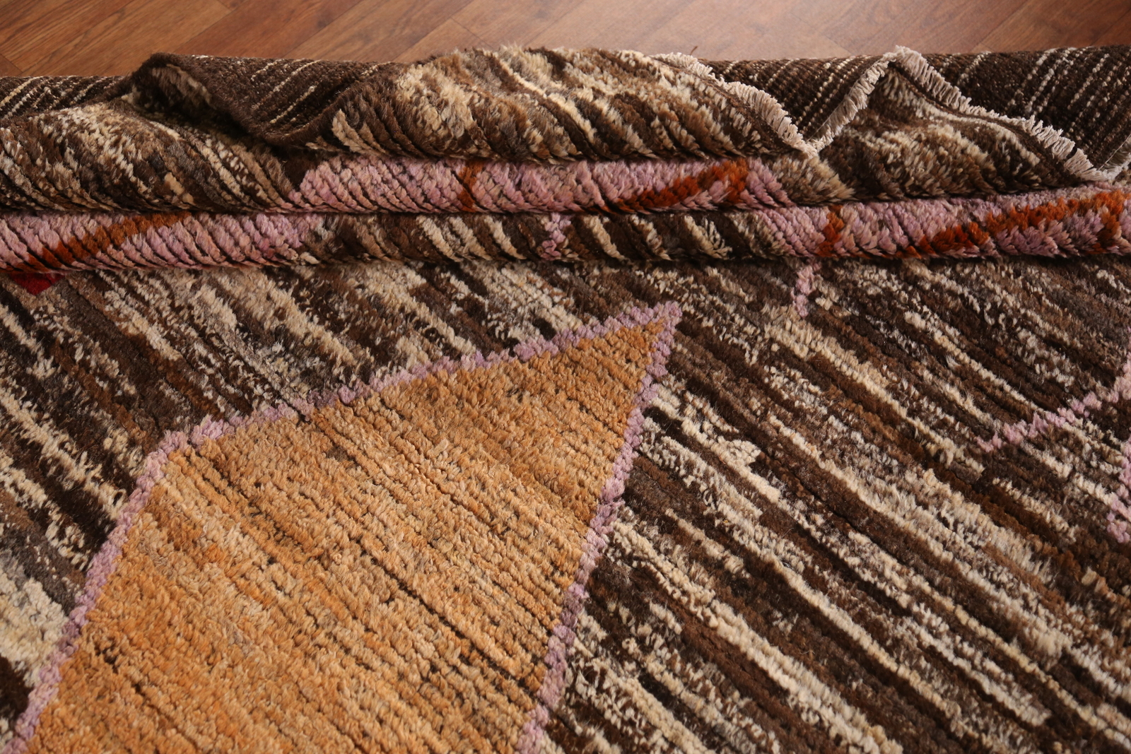 Unique Luxury Hand-Knotted Moroccan Brown Living Room Large Rugs 11×13 ft