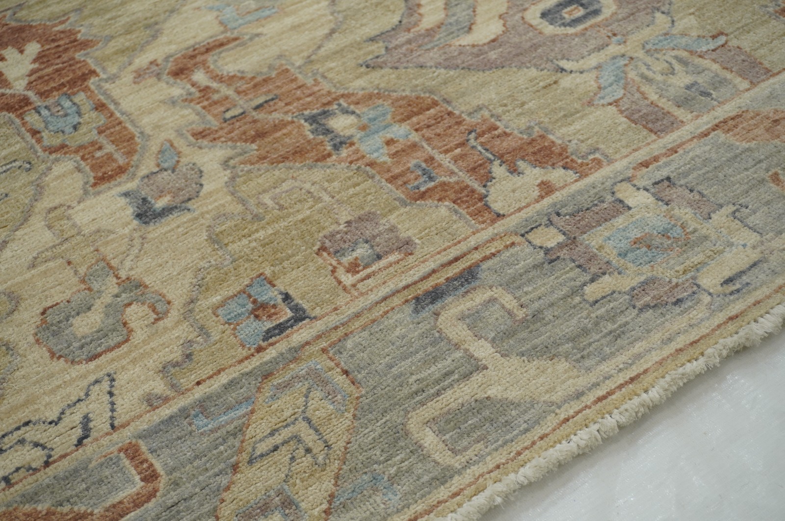 8×10 ft Tan Beige Vintage Afghan Hand Knotted Wool Oriental Rug