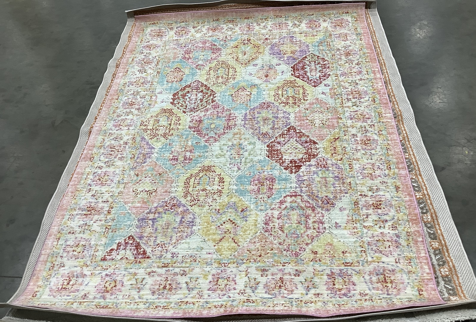 PINK / MULTI 5′-0″ x 7′-0″ Back Stain Rug, Reduced Price 1172685601 WDS337S-5