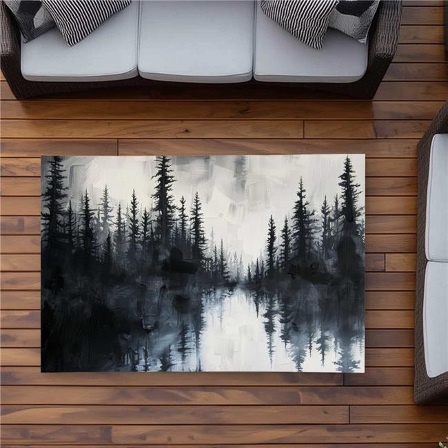 3×5 ft. Abstract Lake – White Outdoor Rectangle Area Rug for Home Decor