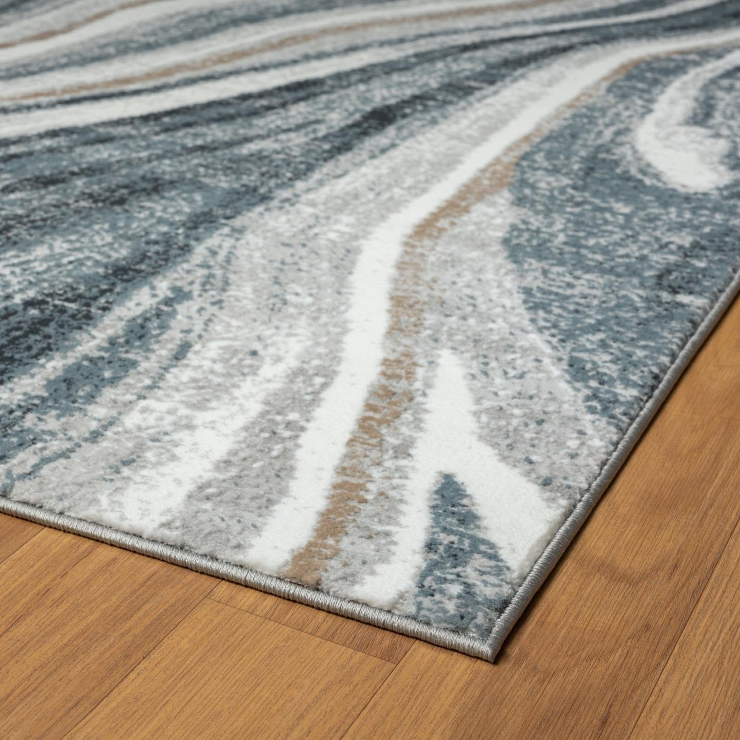 Marble Patterned Abstract Swirl Blue 5X7 Area Rug