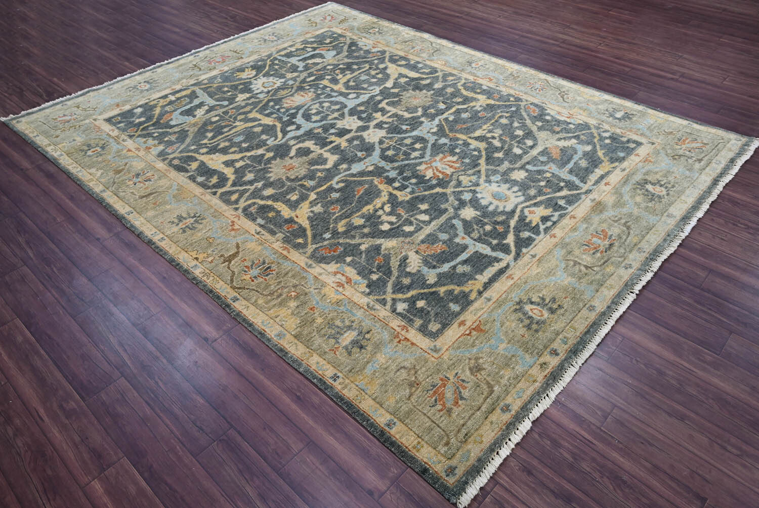 LoomBloom Multi Size Blue Hand Knotted Traditional Oushak Wool Area Rug