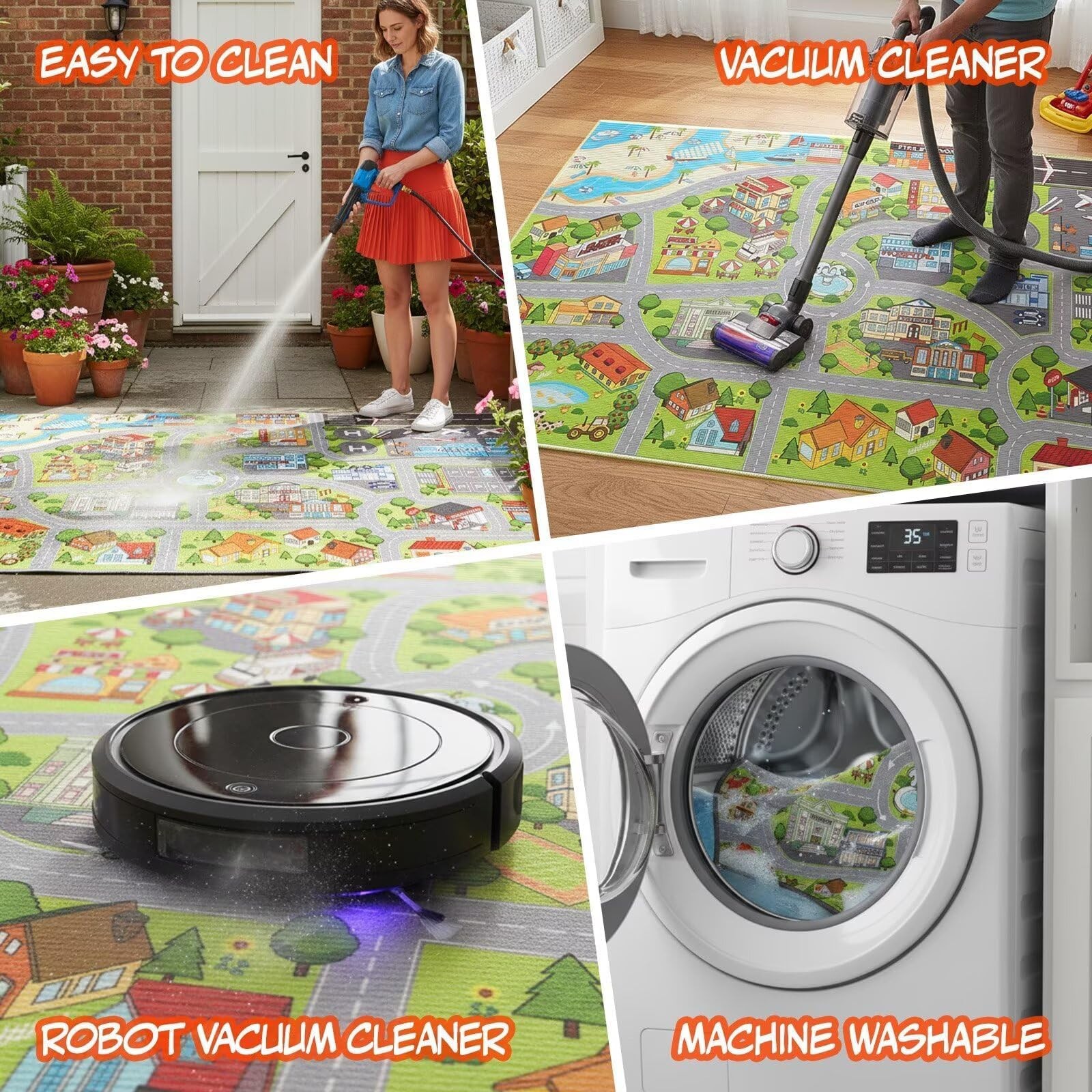Boys Car Rugs for Kids Room Fun Playmat CityLife Airport & City Road Rug for …