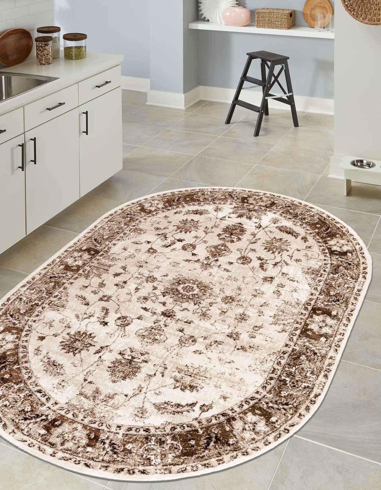 Rushmore Collection Area Rug Lincoln 4′ 1″ X 6′ 1″ Oval Cream/ Be