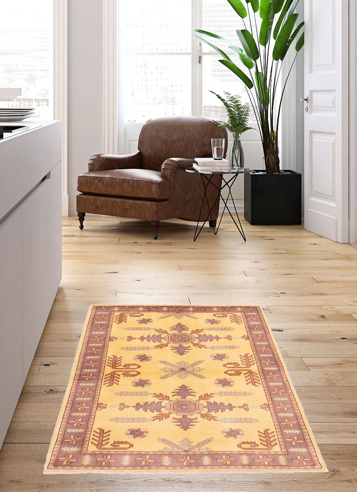 Traditional Vintage Hand-Knotted Area Rug 3’6″ x 5’1″ Oriental Wool Carpet